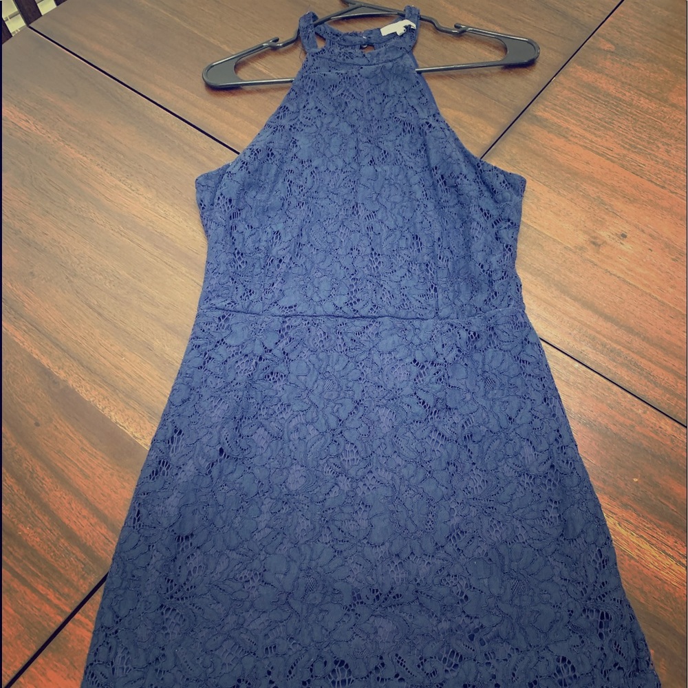 Lace high neck dress